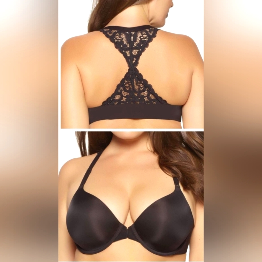 Nwt Paramour Abbie Front Close T Shirt Bra with Lace T Back Lightly Padded Lined